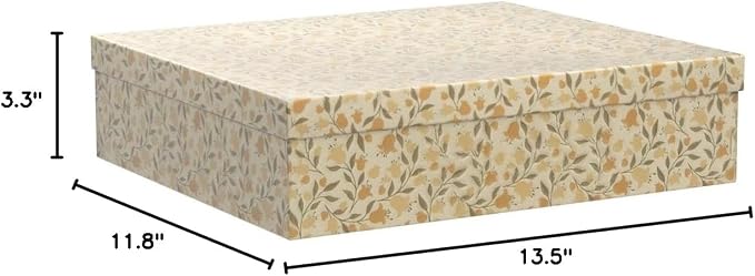 Soul & Lane - Keepsake Storage Boxes with Lids, Set of 3, Floral Dance | Decorative Cardboard Photo Box Set for Documents, Scrapbook Paper and Memories, Large Nesting Letter Organizers, Jumbo Size