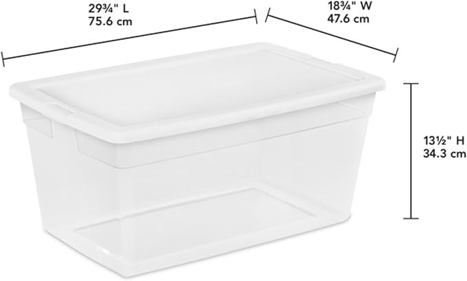 Sterilite Storage Box, Stackable Clear Plastic Bins, 90 Quart, 8-Pack | Heavy-Duty Organizing Containers with Snap-On Lids for Closet, Bathroom, and Office