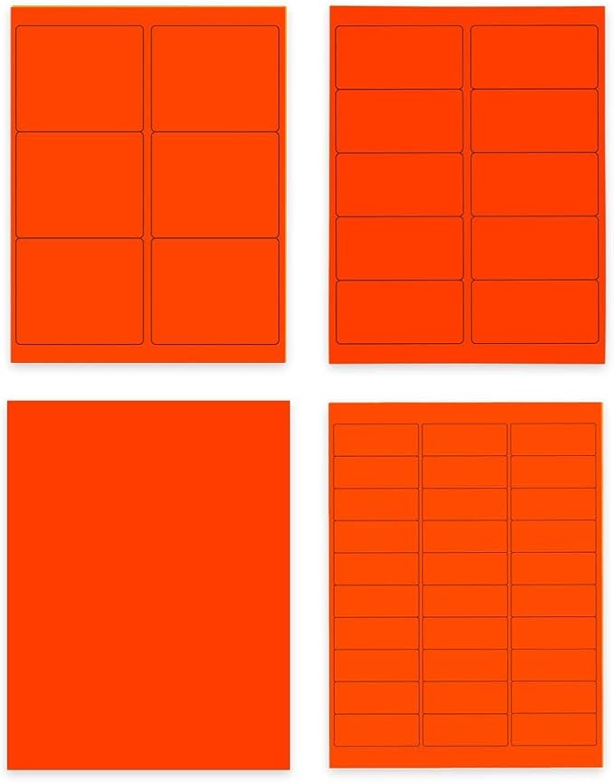 JAM PAPER Shipping & Mailing Address Labels - Multi Size Assortment - Neon Red - 370/Pack