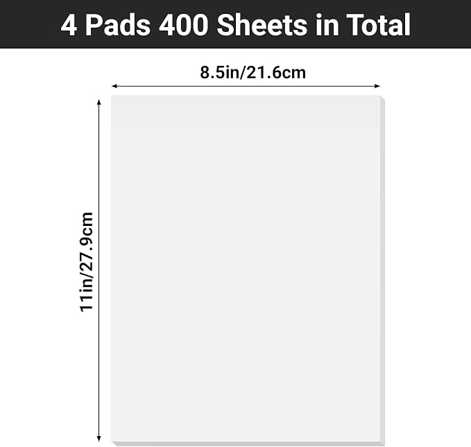 EUSOAR Clear Sticky Notes, 100 Sheets 8.5x11 Inch Translucent Planner Markers Big Sticky Notes for Annotation, Self-Stick Tabs for Books Memo Reminder Note Function for School Office Journaling