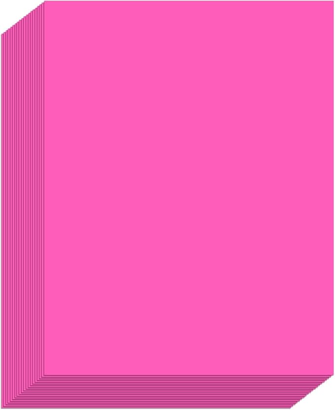 L LIKED 30 Fluorescent Pink Full-Sheet Labels, 8-1/2" x 11" Neon Colored Self Adhesive Labels for Laser & Inkjet Printers - 30 Sheets