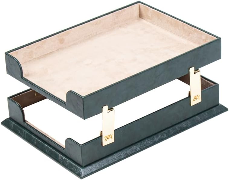 Bonded Leather Desk Organizer Set – Executive 12-Piece Desk Mats, Name Plate, Pens, Coasters & Office Accessories – Office Organization & Decor