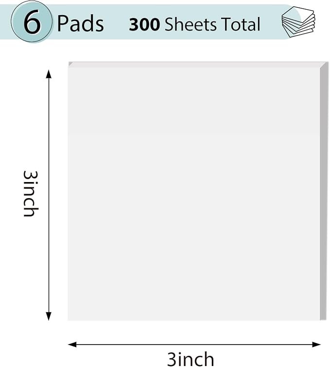Transparent Sticky Notes - 3x3 inch Clear, Waterproof Translucent Notes for Annotation - 300 Sheets (Pack of 2)
