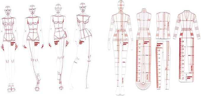 DYNWAVE 8 Pcs French Curve Template Ruler Set,Sewing Humanoid Patterns Design for Dressmaking, Tailoring, Fashion Designing