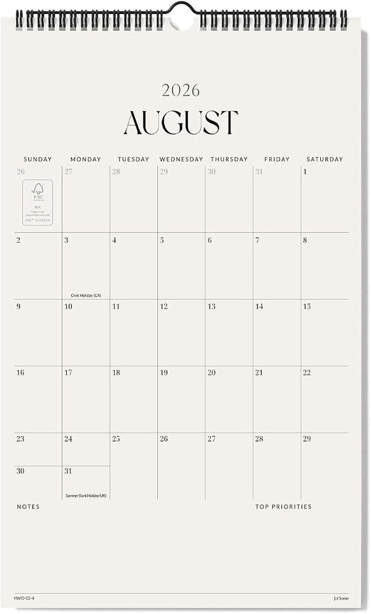Jotsome Wall Calendar 2026-2027, Large Monthly Wall Calendar From August 2026 to December 2027 11x17 inch for Home and Office, Easy Planning, Gift for the Holidays