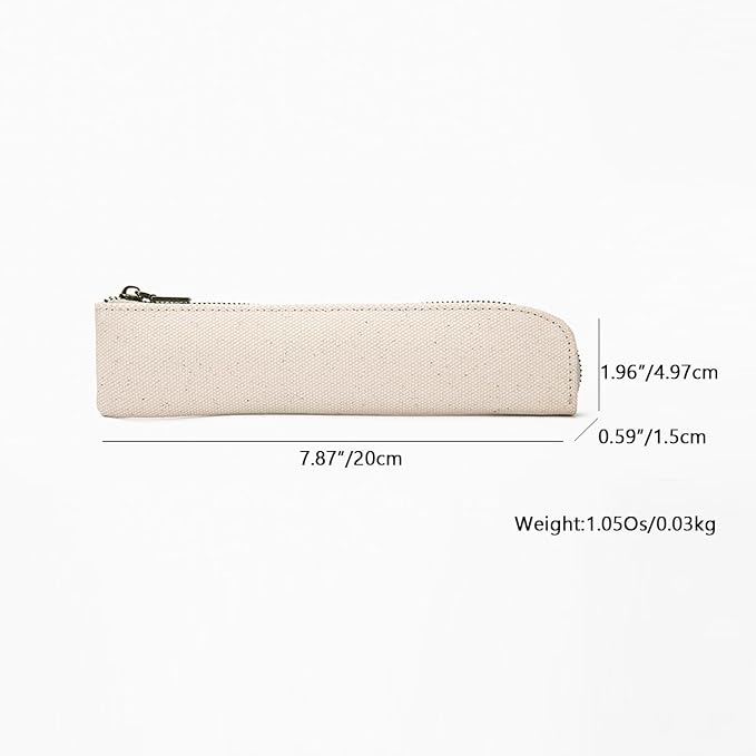 Slim Pencil Case Small Pencil Pouch Pen Case (Beige/CV)
