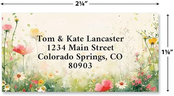 Colorful Images Blooming with Colors Border Personalized Return Address Labels - Set of 144, Self-Adhesive Stickers, 1 1/8" x 2 1/4"