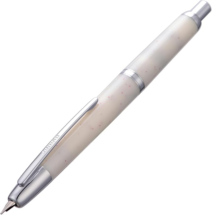 Jinhao 20 Press Fountain Pen, Snow White Retractable Medium Nib with Ink Converter Set (Silver Clip)