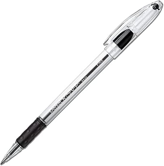 Pentel RSVP Ballpoint Pens, 0.7mm Fine Point, 6 Black & 6 Blue Ink Pentel Pens, Pack of 12 | 6 Black & 6 Blue Ink Pens