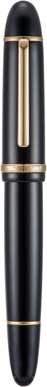 Jinhao X159 Black Acrylic Fountain Pen, Size 8 Medium Nib Gold Trim Classic Design Smooth Writing Pen with Converter