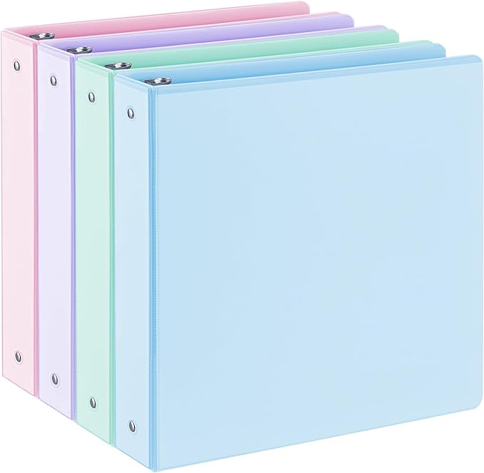 1.5'' 3-Ring-Binder with Pockets, 325 Sheets Capacity, 2 inch Binders fits 11" x 8.5" US Letter Size, Assorted 4 Pastel Colors - Ideal for School, Office, and Home Use (1.5 inch)