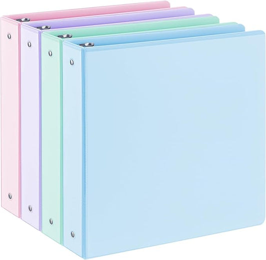 1.5'' 3-Ring-Binder with Pockets, 325 Sheets Capacity, 2 inch Binders fits 11" x 8.5" US Letter Size, Assorted 4 Pastel Colors - Ideal for School, Office, and Home Use (1.5 inch)