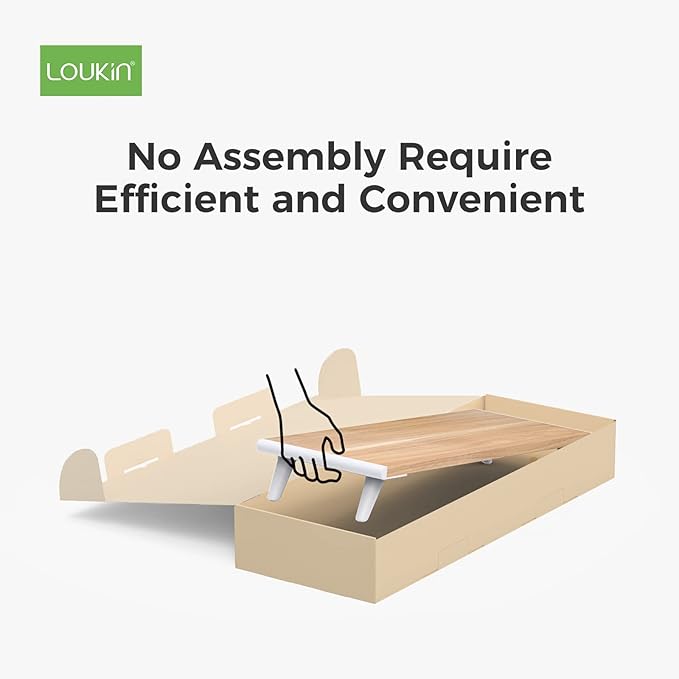 loukin Monitor Stand Riser for Desk, 22.4" × 8.2" Computer Stand, Wood | Supports 22 lb, No Installation Required, Water-Resistant Surface, Fits Laptops and Printers, Ergonomic Design