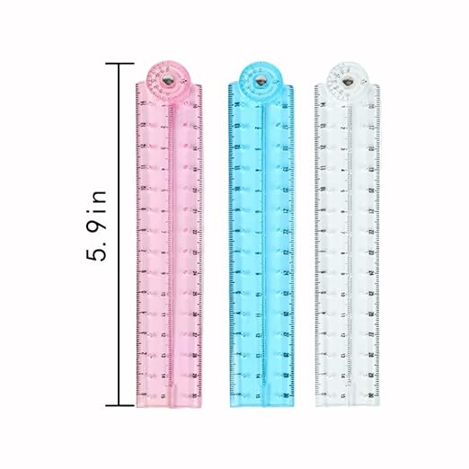 3 Pcs Folding Ruler Clear Ruler Soft Ruler for School Teacher Office Learning Supplies(Blue Red Transparent)