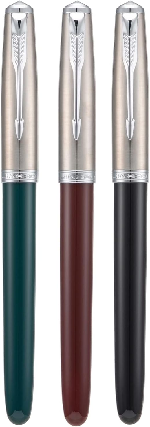 3 Jinhao 86 Fountain Pen Set (Black, Wine Red and Green Resin) Extra Fine Nib with Refillable Ink Converter