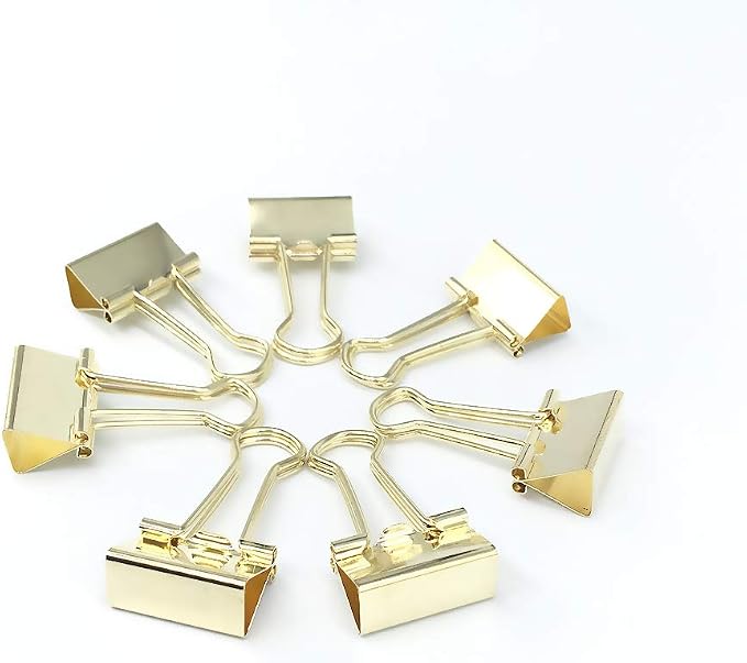 Gold Binder Paper Clips - Small, 3/4 inch Width Clips for Office School Supplies, 80 Pack