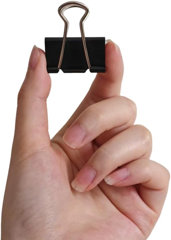 Amazon Basics Sturdy Binder Clips, Office Supplies, Medium 1.25 in, Document Organizing, Black, 96 Count (8 Pack of 12)