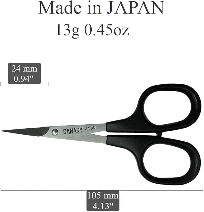 CANARY Japanese Mini Craft Scissors 4" [Extra Non-Stick], Small Detail Scissors for Paper Crafting, Fabric Cutting, Art Crafts, Made in JAPAN