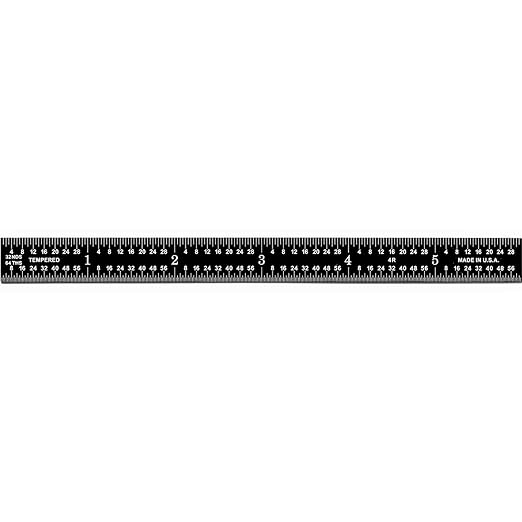 PEC Tools 18" Stainless Steel Flexible Metal Ruler with Black Chrome Finish, 4R Graduaction (1/8", 1/16", 1/32", 1/64"), High-Contrast Imperial Machinist Rule, Easy to Read, Made in USA