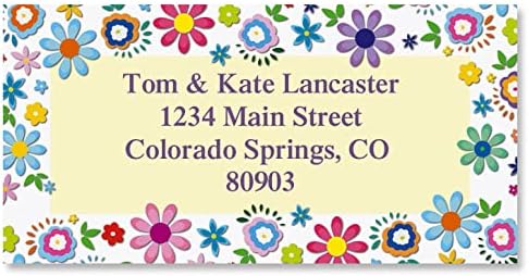 Colorful Images Return Address Labels, Set of 144 | Cheerful Florals , 144 Count, Self-Adhesive on Flat-Sheet Labels, Customize with Name & Shipping Address