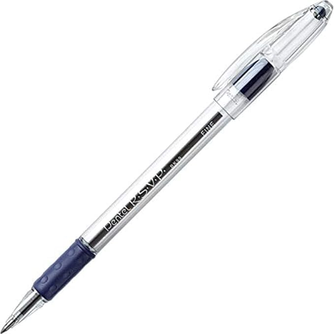 Pentel RSVP Ballpoint Pens, 0.7mm Fine Point, 6 Black & 6 Blue Ink Pentel Pens, Pack of 12 | 6 Black & 6 Blue Ink Pens