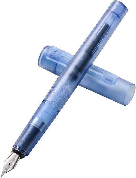 Kaco SKY Fountain Pen with Extra 8 Ink Cartridges, Black Ink Pen with Fine Nib and Ink Converter, Blue
