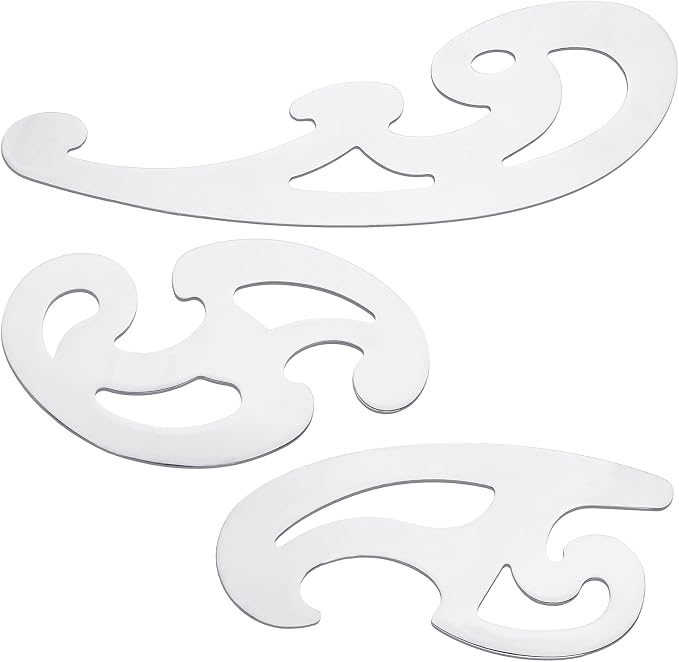 Fulmoon 3 Pcs Stainless Steel French Curve Ruler for Sewing Tools Metal Drafting Stencils Reusable Drafting Templates Drawing Ruler for Leather Craft Professional Drawing Rulers