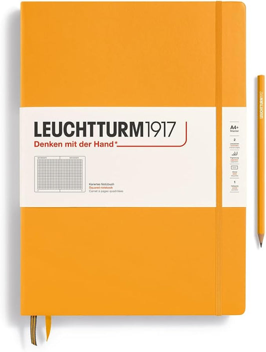 LEUCHTTURM1917 - Notebook Hardcover Master Classic A4+ - 235 Numbered Pages for Writing and Journaling (Rising Sun, Squared)