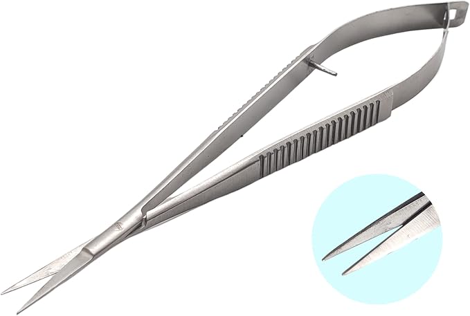 ARTMAN INSTRUMENTS Micro Scissors - 5.5" Straight Tip Castroviejo Eyebrow Trim Scissors - Spring Action, Extra Sharp, for ENT, Eye, Skin, Dental, and Veterinary Surgery