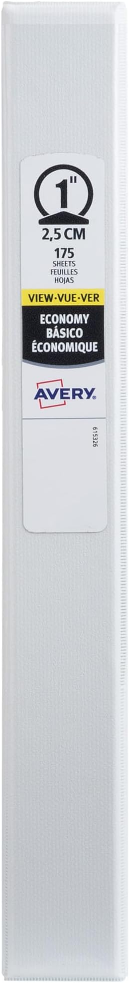 Avery Standard View 3 Ring Binder, 1" Round Rings, 175-Sheet Capacity, 1.4 Inch Wide Spine, 1 White Binder, Ideal for Lightweight Organization and Occasional Referencing (05760)