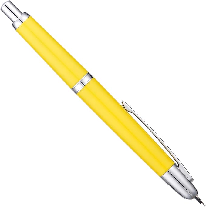 Jinhao 20 Press Retractable Fountain Pen Extra Fine Nib with Converter Resin Writing Gift Pen, Yellow with Silver Clip