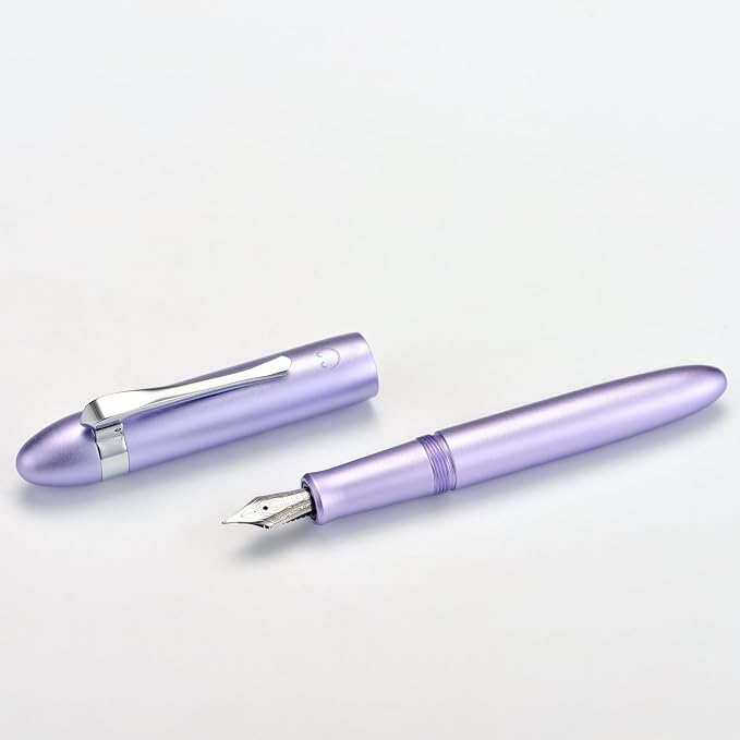 HONG DIAN M1 Fountain Pen Extra Fine Nib, Purple & Submarine Shape Aluminium Short Mini Pocket Travel Pen