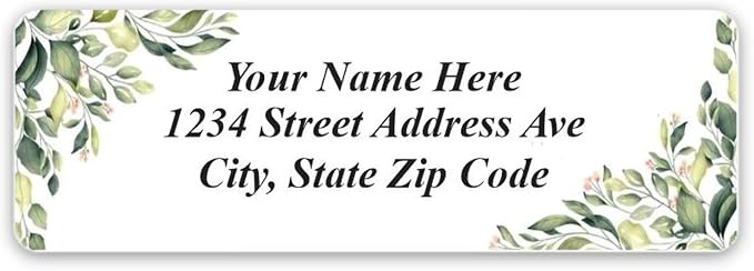 Personalized Return Address Labels Corner Leaves - Custom Mailing Labels/Stickers for Envelopes, Easy Peel and Stick, Permanent Flat Sheet Rectangle Labels (White) Made in The USA (60)