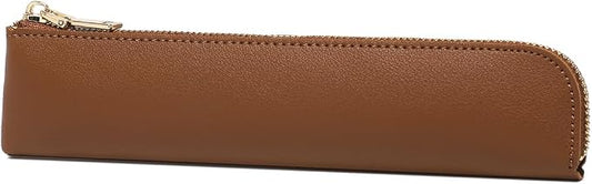 Slim Pencil Case Small Pencil Pouch Pen Case (Yellow Brown/FL)
