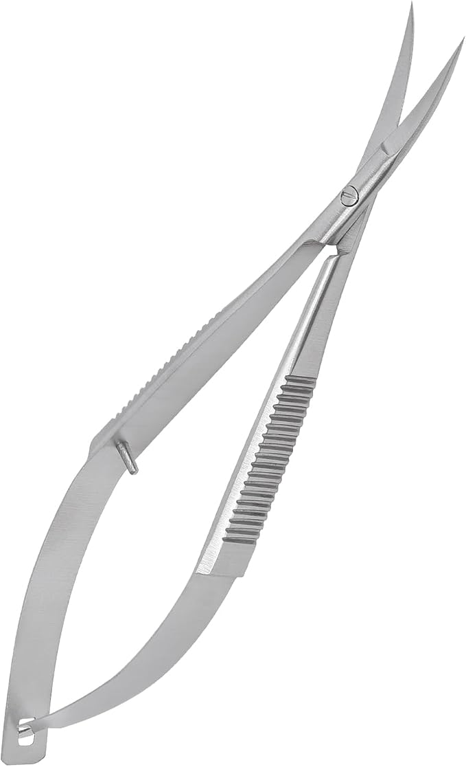 Micro Scissor 4.5 Curved Precision Stainless Steel Eyebrow Scissors, Facial Hair, Brow Beauty Squeeze Scissors, Grooming for Men & Women Small Sharp Trimming Beard, & Embroidery Scissors