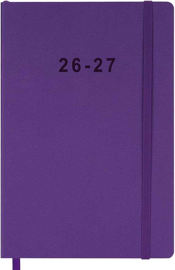 26-27 Academic Planner - Weekly and Monthly Planner, Jul 2026 - Jun 2027, Holidays, Contacts and Notes Pages, Vegan Leather Cover, Elastic Closure, 5.5”x8.25”, Purple