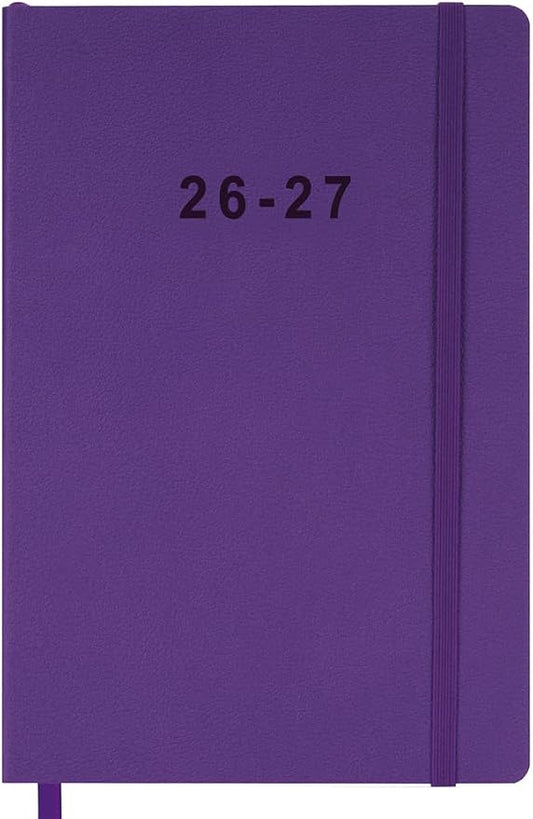26-27 Academic Planner - Weekly and Monthly Planner, Jul 2026 - Jun 2027, Holidays, Contacts and Notes Pages, Vegan Leather Cover, Elastic Closure, 5.5”x8.25”, Purple