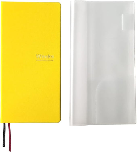 Undated Weekly Planner Notebook Pocket Organizer Appointment Book Journal Notebook A6 Week Plan Notepad (Yellow with cover)