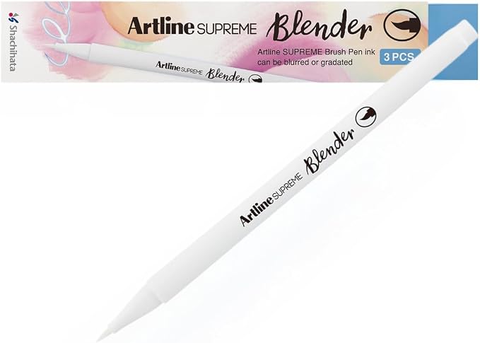 Artline SUPREME Brush Blender Pens | AP Certified Safe for Kids | Blur Resistant Ink | EPFS-F | Flexible Brush Nib Creates Unique Wide & Fine Lines | 3-Pack