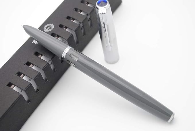 czxwyst 2019 New Version 601 Steel Cap Vacumatic Double Bead Fountain Pen (Battleship Grey with ink window)