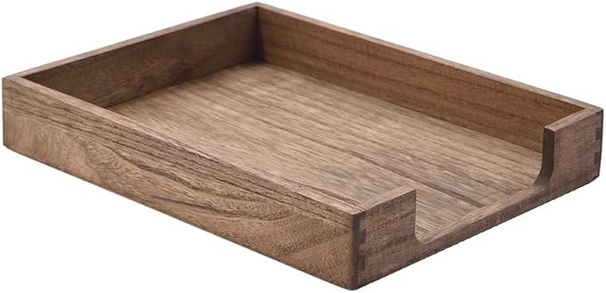 KIRIGEN Wooden Letter Tray, Single-Tier Paper Organizer for Desk, Brown TP | Front-Load Paper Tray Fits Letter and A4 Paper, Folders, Mail, and Magazinesfor Home Office; Paulownia Wood, Fully Assembled