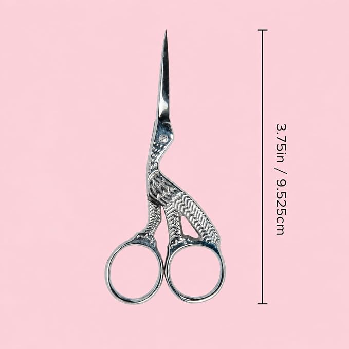 Diane Stainless Steel Stork Eyebrow Scissors, Precision Facial Hair & Brow Trimming Scissors for Women & Men, Sharp Ergonomic Beauty Grooming Scissors for Eyebrows, Mustache & Stray Hair Shears, 3.75"