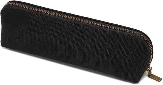 Pencil Case Small Pencil Pouch Slim (Black, Canvas)