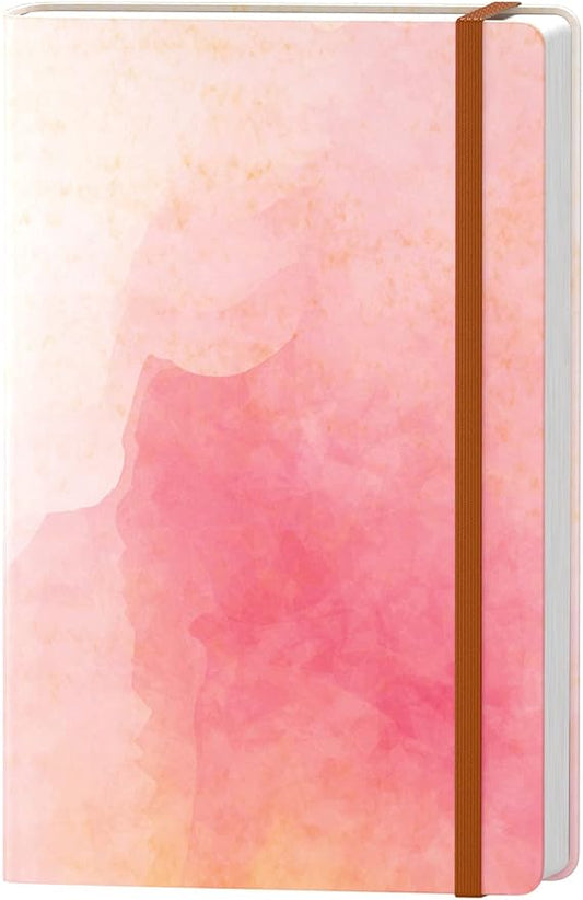 Lined Journal Notebook, Cute Hardcover Journal for Women, Medium 5.7 x 8.4 in, 160 Pages Thick Paper, Aesthetic Floral A5 College Ruled Notebook for Journaling Writing Work Office School, Pink