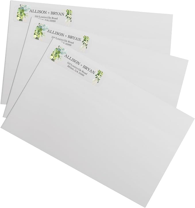 Clear Floral Greenery Rolled Address Labels / 250 Personalized Return Address Labels/Custom Address Stickers in Elegant Plastic Dispenser Greenery