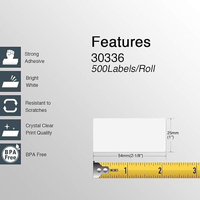 BETCKEY - Compatible DYMO 30336 (1" x 2-1/8") Rerurn Address Labels - Compatible with DYMO Labelwriter 450, 4XL, NOT FIT 550 & 5XL [10 Rolls/5000 Labels]