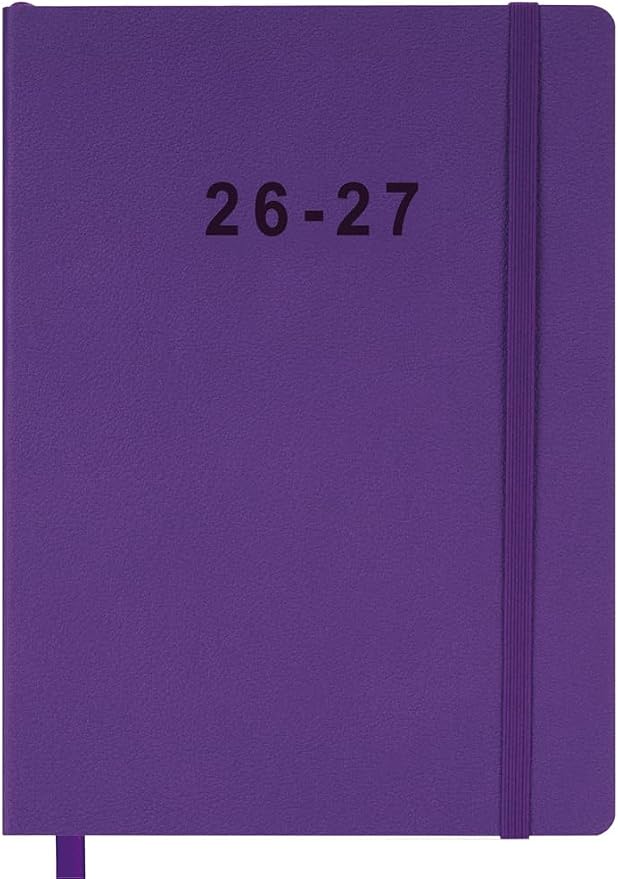 26-27 Academic Planner - Weekly and Monthly Planner, Jul 2026 - Jun 2027, Vegan Leather Cover, Elastic Closure, 7”x9.25”, Purple