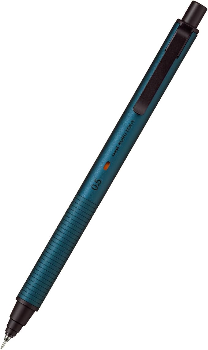 Uni Kuru Toga Metal Mechanical Pencil, Auto Lead Rotation, 0.5mm Fine Point, All-Metal Body, Silent Blue, M5KH1P.10