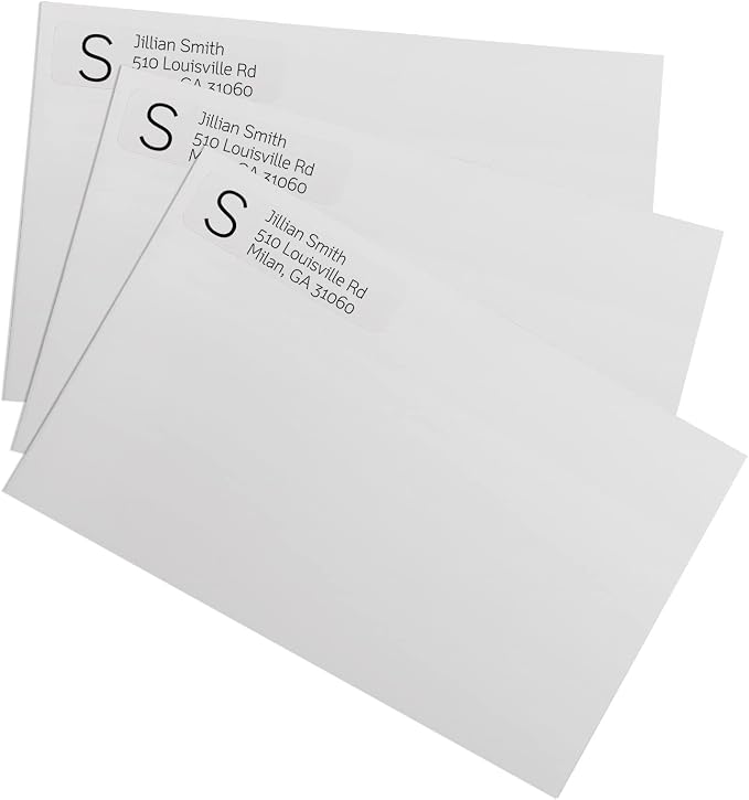 Clear Monogram Rolled Address Labels / 500 Personalized Return Address Labels/Designer Address Stickers in Elegant Plastic Dispenser