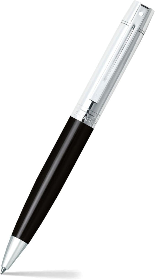 Sheaffer 300 Glossy Black Ballpoint Pen with Bright Chrome Cap and Chrome-Plated Trim